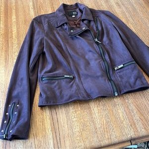 Kut From The Cloth Faux Suede Moto Jacket Maroon Size Medium
